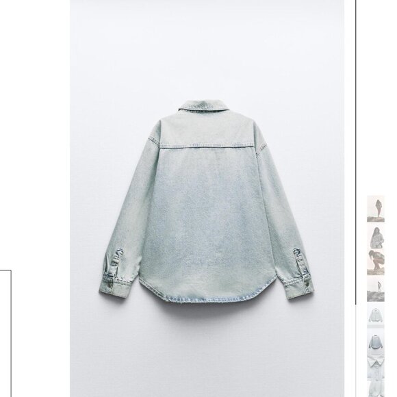 ZARA Oversized Light Wash Denim Shirt - Size XS-S NEW WITH TAG! - Picture 8 of 8